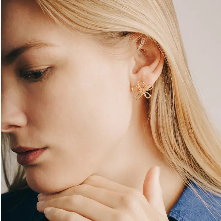 Ohrstecker Blumenknoten - gross - gold