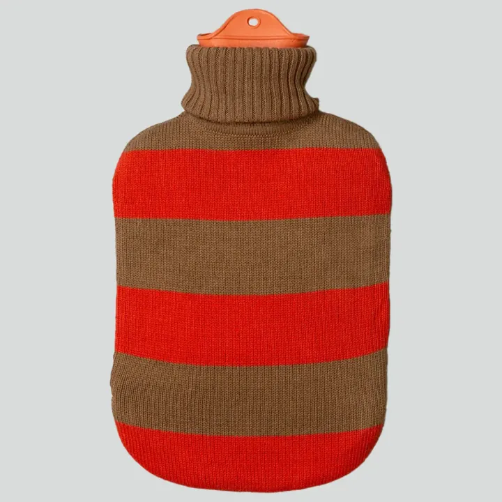 Wärmeflasche gestreift - orange/hellbraun