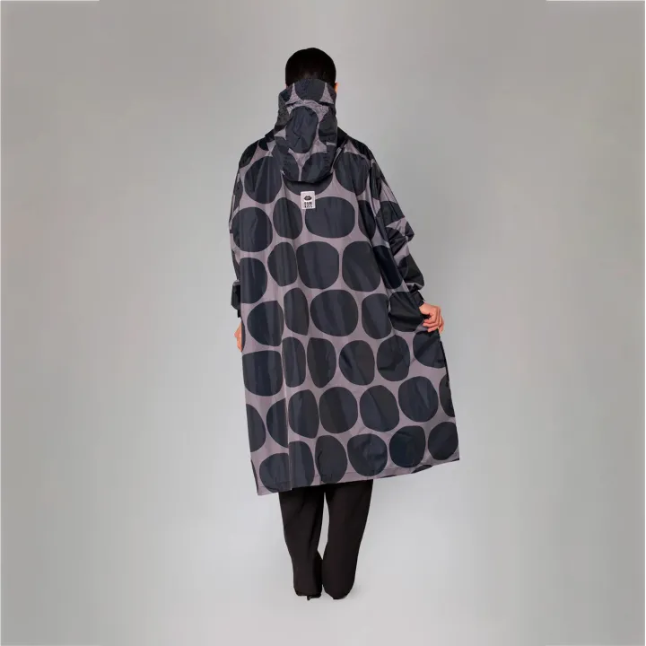 Rain Poncho - Black Polka