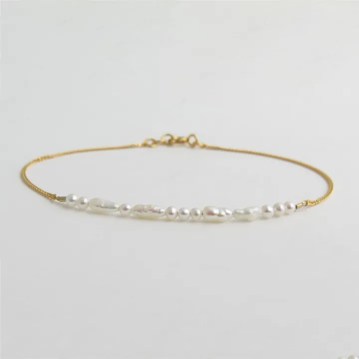 Armband Organisch geformte Perlen - gold