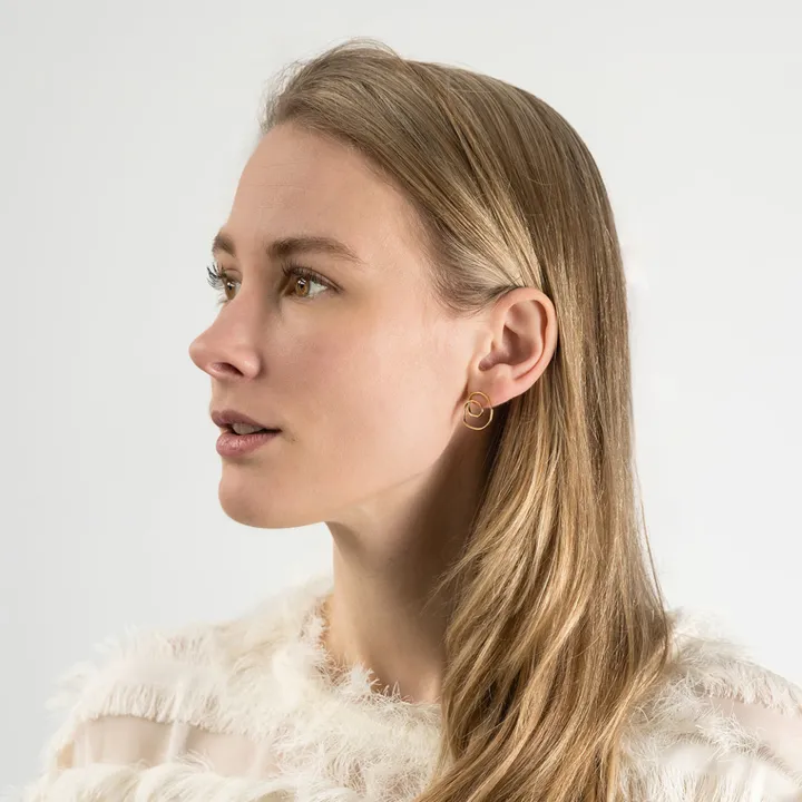 Ohrstecker Skizze mittlere Schleife - gold