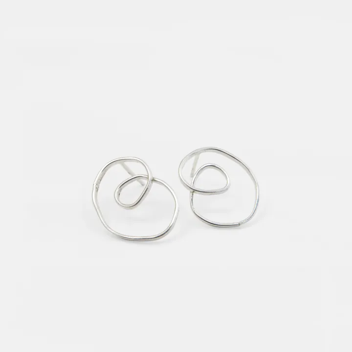 Ohrstecker Skizze mittlere Schleife - silber