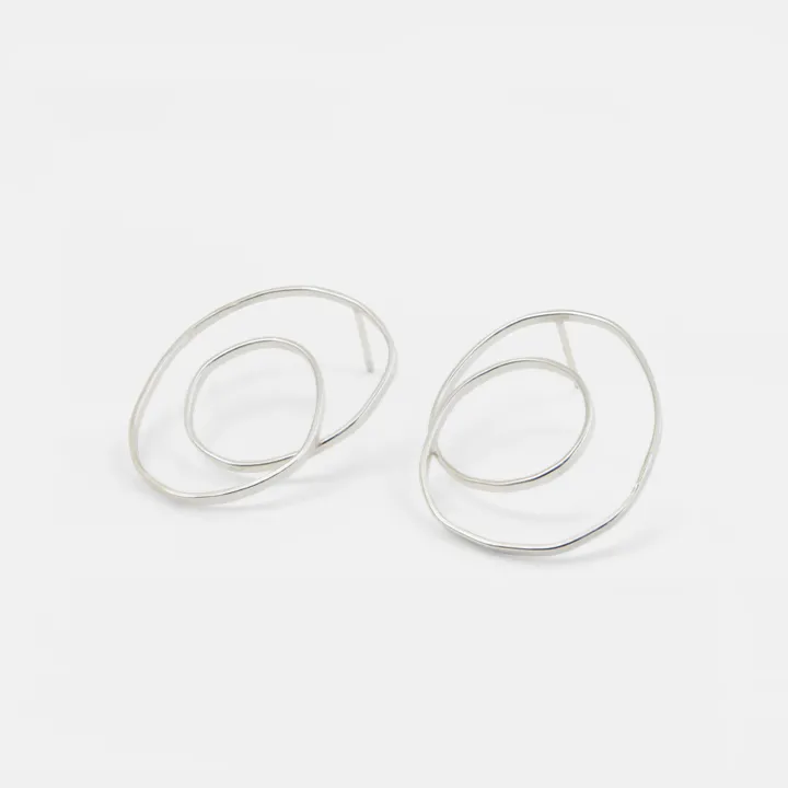 Ohrstecker Skizze grosse Schleife - silber