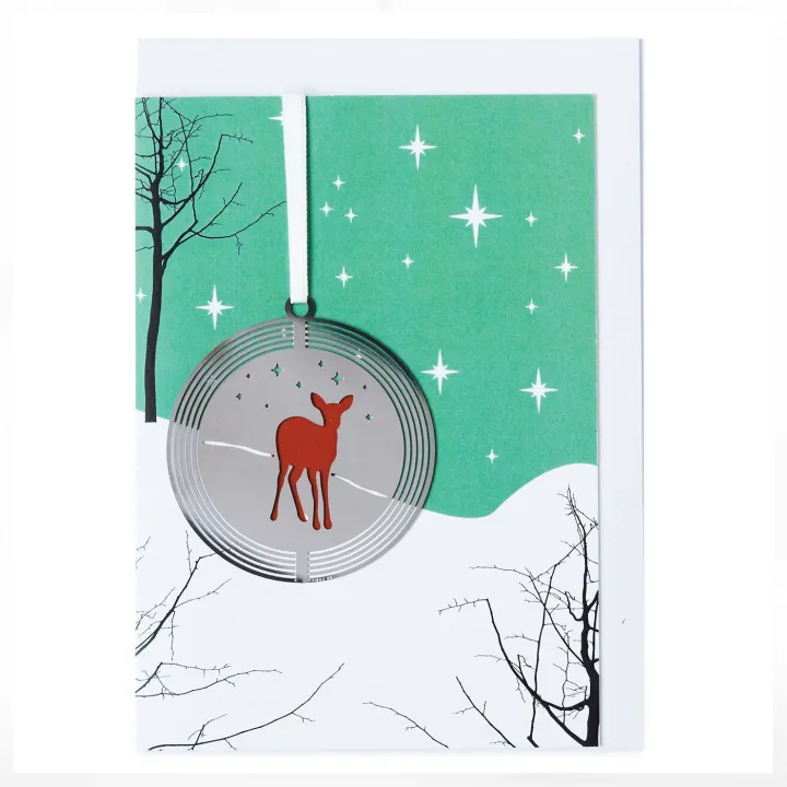 Doppelkarte mit Anhänger Falthänger I Reh von Fidea Design