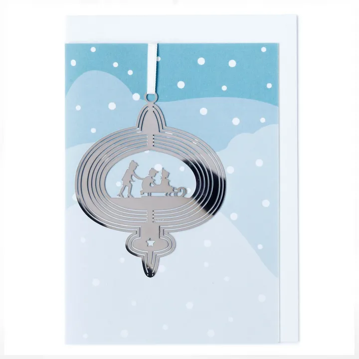 Doppelkarte mit Anhänger Falthänger I Schlitten von Fidea Design