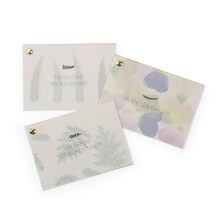 Handgepresste Pflanzenkarte A6 - Flower Press I Herzliche Anteilnahme