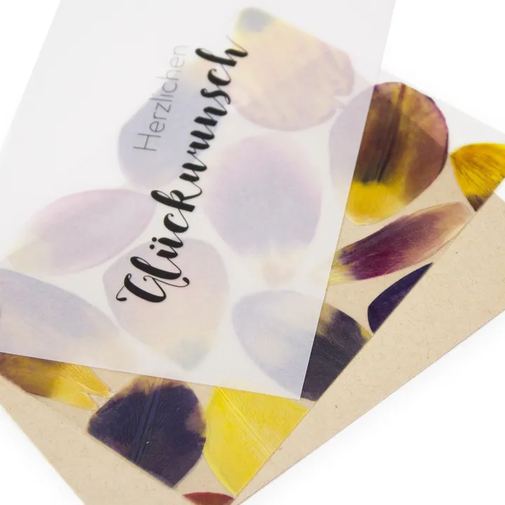 Handgepresste Pflanzenkarten Flower Press I Herzlichen Glückwunsch von Fidea Design