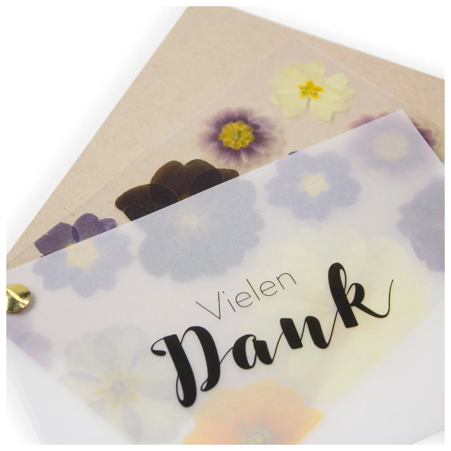 Handgepresste Pflanzenkarte A6 - Flower Press I Vielen Dank - Fidea Design  GmbH
