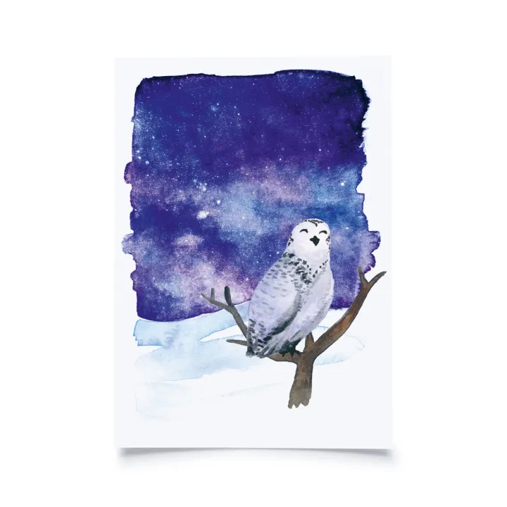 Schöne Postkarte für Winter- oder Weihnachtsgrüsse A6 - "Eule"