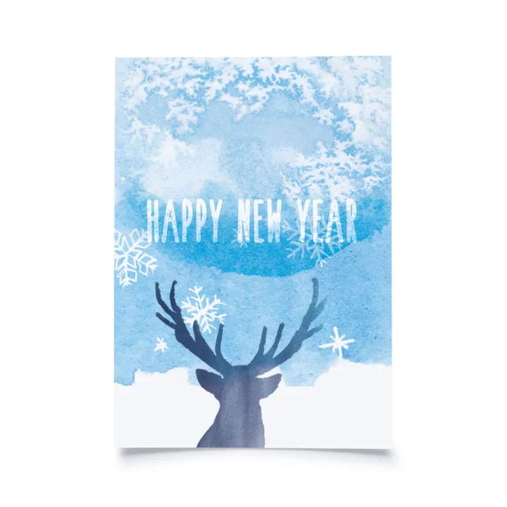 Schöne Postkarte für Neujahrsgrüsse A6  - "Happy New Year"