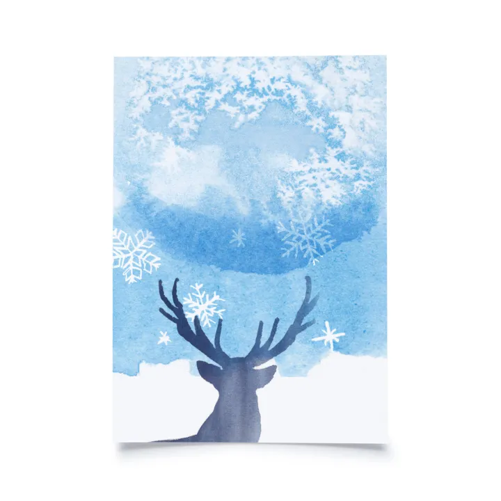 Schöne Postkarte für Winter- oder Weihnachtsgrüsse A6 - "Hirsch"