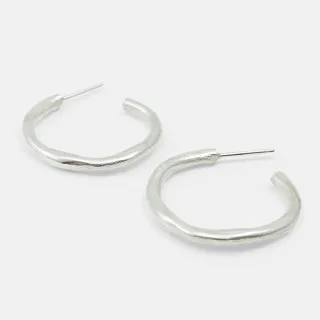 Ohrringe Struktur-Ring - gross - silber