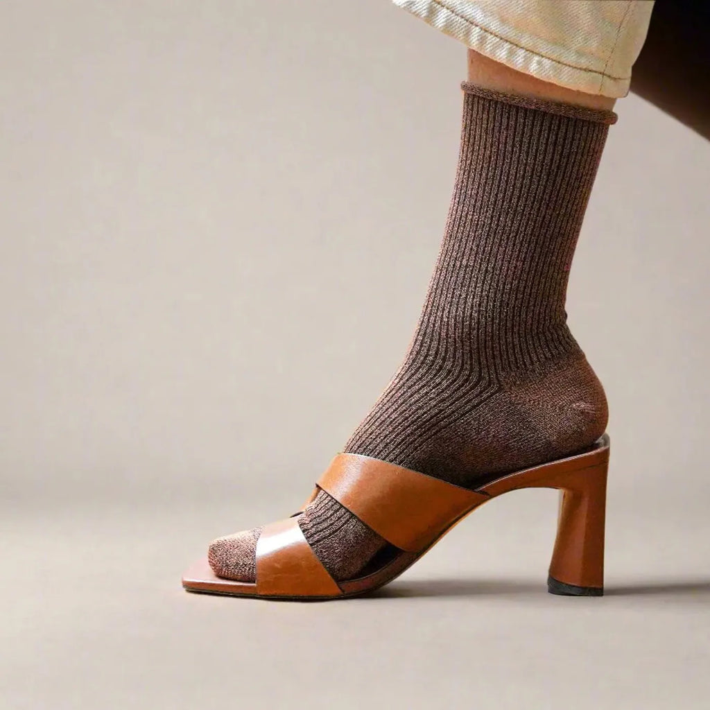 Produktbild-Glitter Socks - Camel Brown
