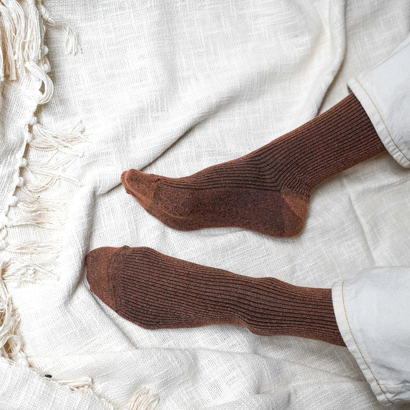 Produktbild-Glitter Socks - Camel Brown
