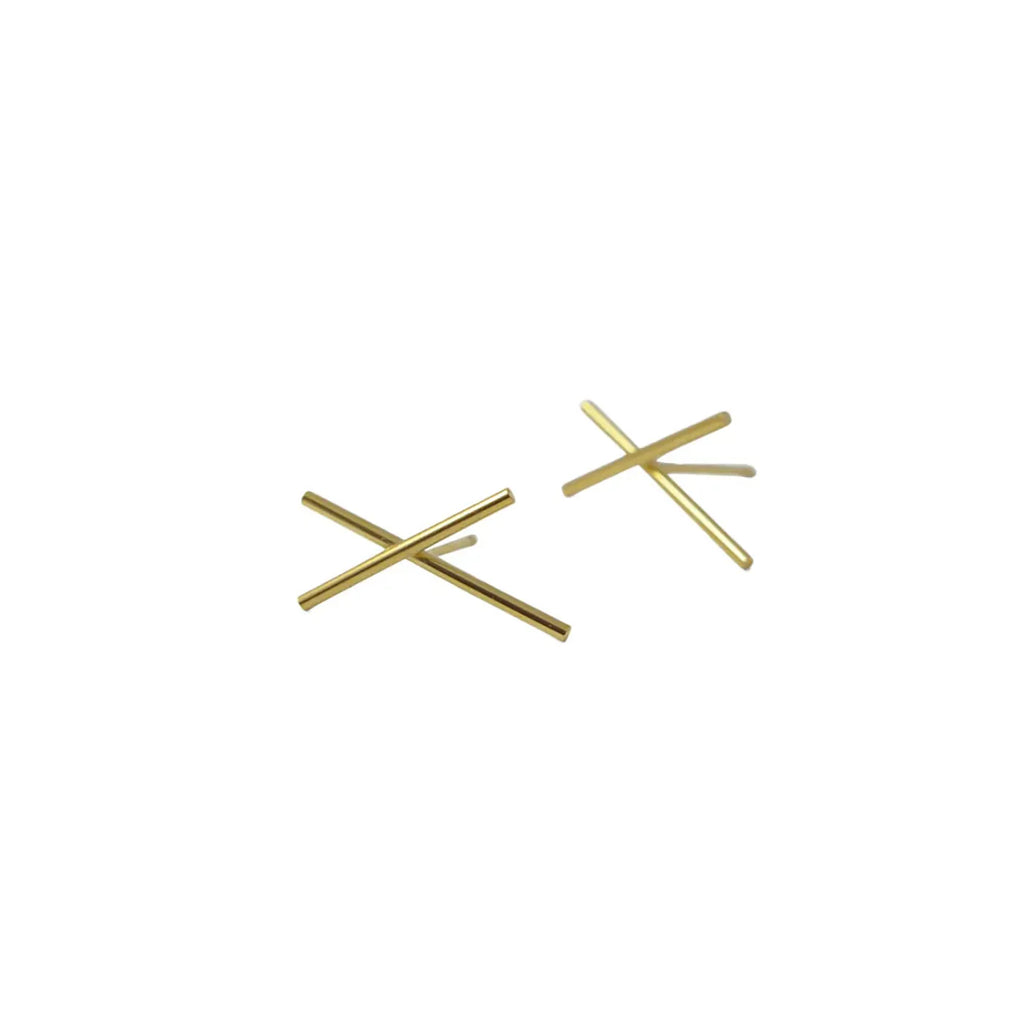 Produktbild-Ohrstecker gekreuzte Streifen - gold