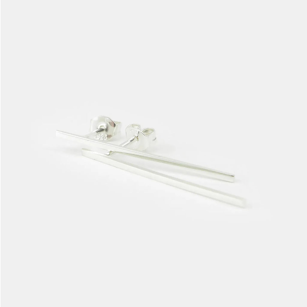 Produktbild-Ohrstecker Streifen quadratisch - silber