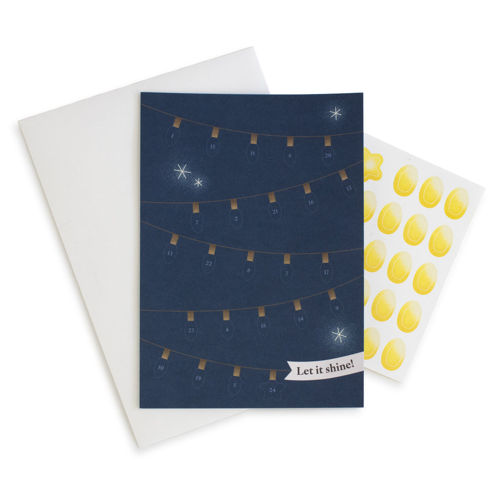 Faltkarte - Sticker-Adventskalender - Lichterkette